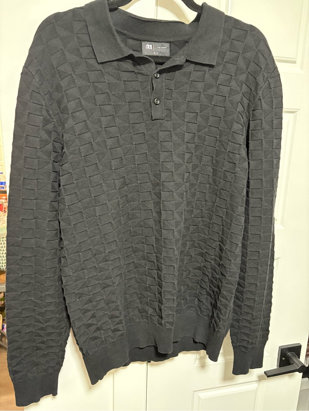 Raf Simons Black Textured Geometric Polo - Picture 2 of 3